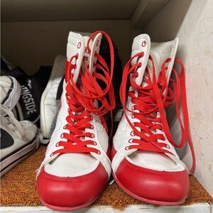 SUPERRARE BOXING SHOES Red and White High-Top Women's Sneakers